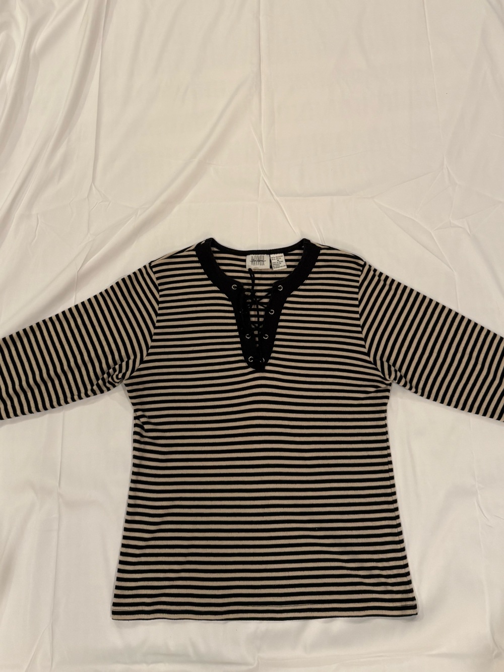 Jason Maxwell French Girl Dark Academia Aesthetic Striped Lace Up Shirt Size Med